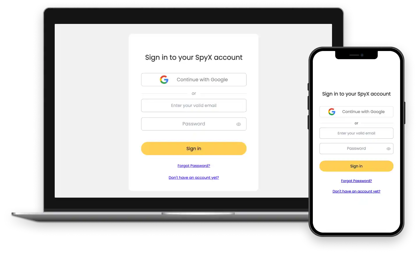 Choose your usual email as your account, set a password and register a spyx account.